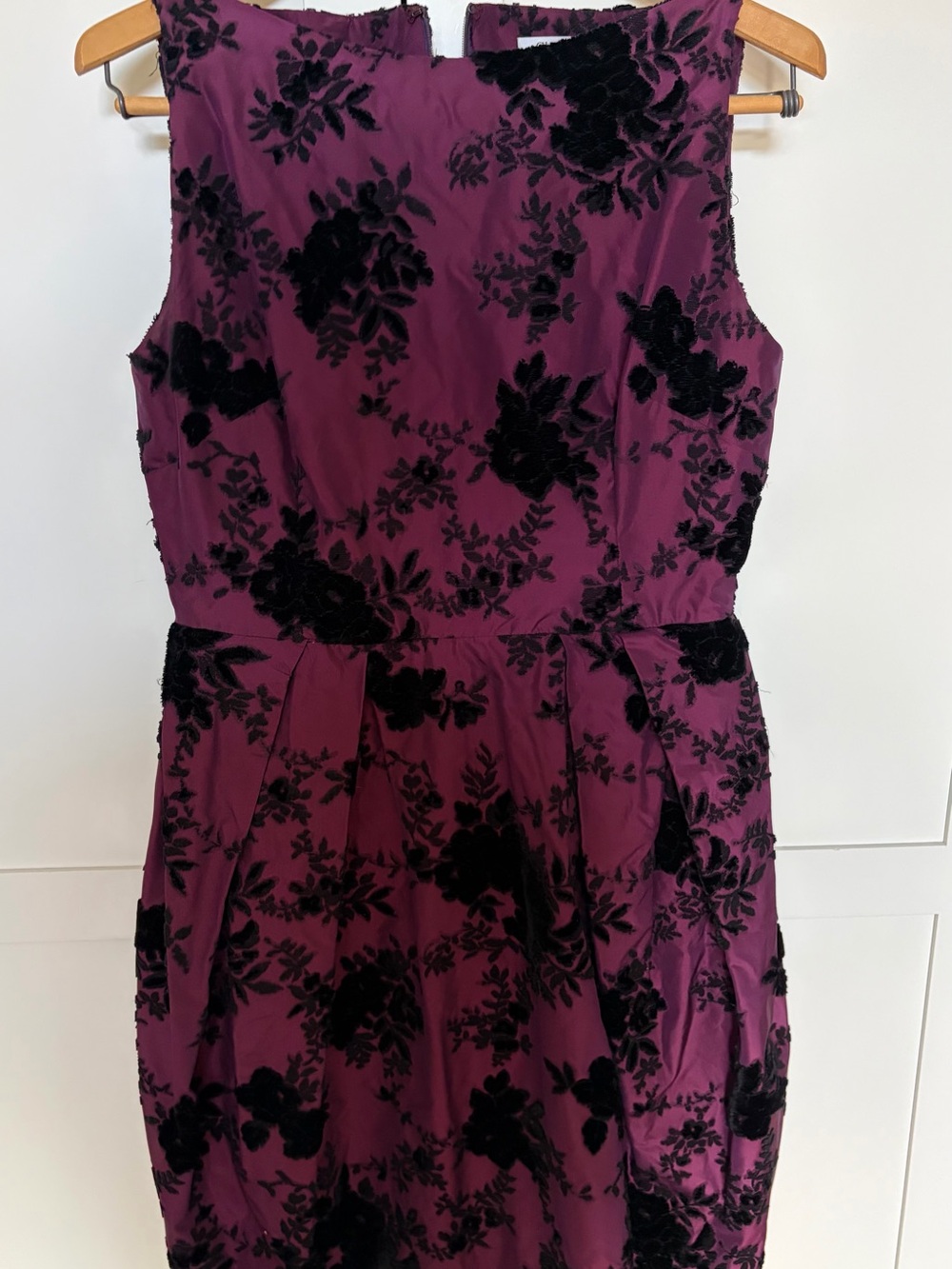 Christian Dior Vintego Purple and. lack Devore Floral Velvet-Accent Dress